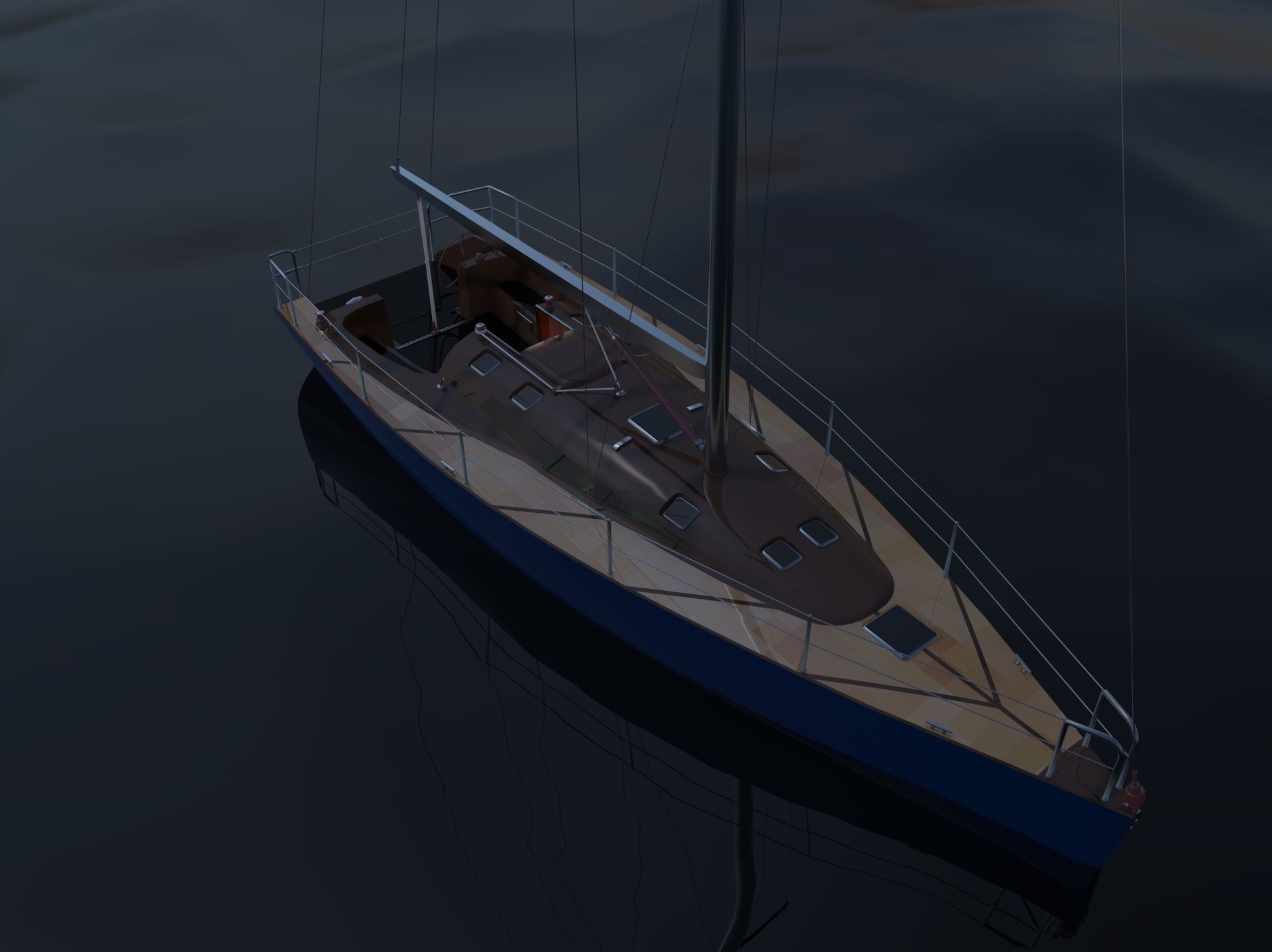 Sailboat floating in water Free 3D model_3