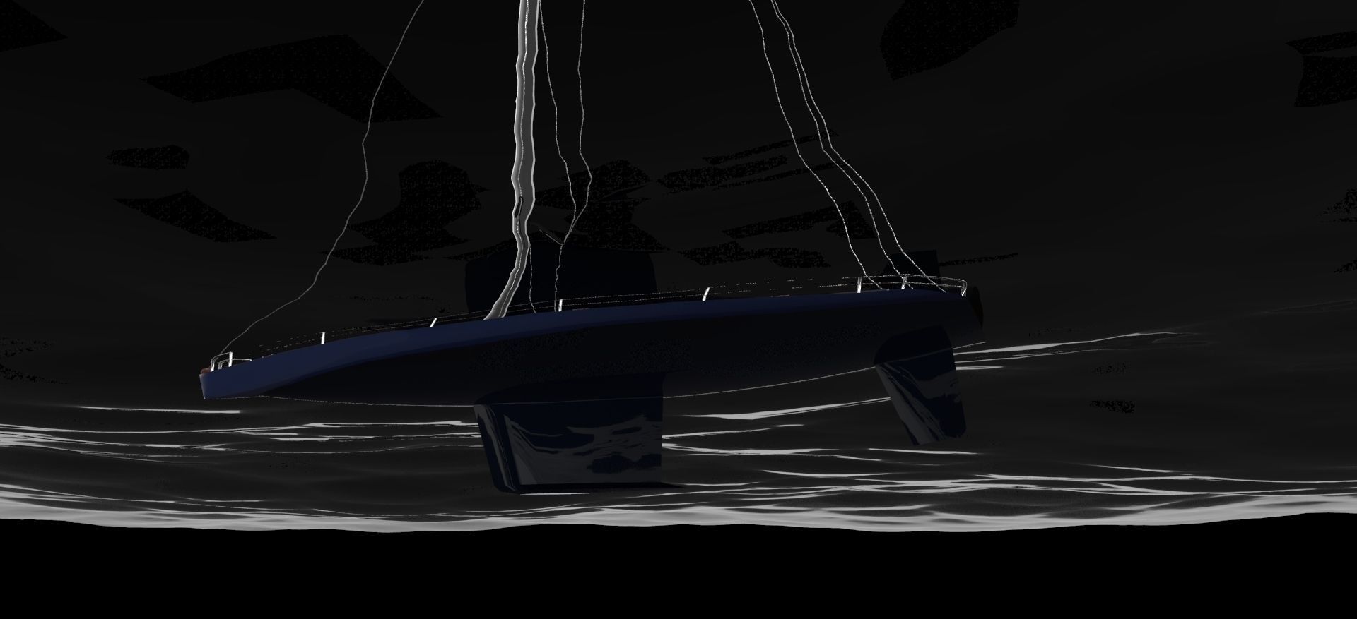 Sailboat floating in water Free 3D model_14