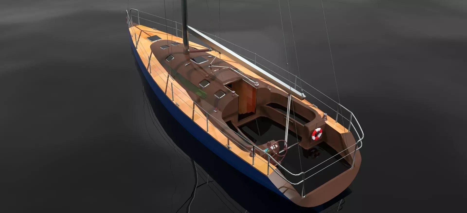 Sailboat floating in water Free 3D model_0