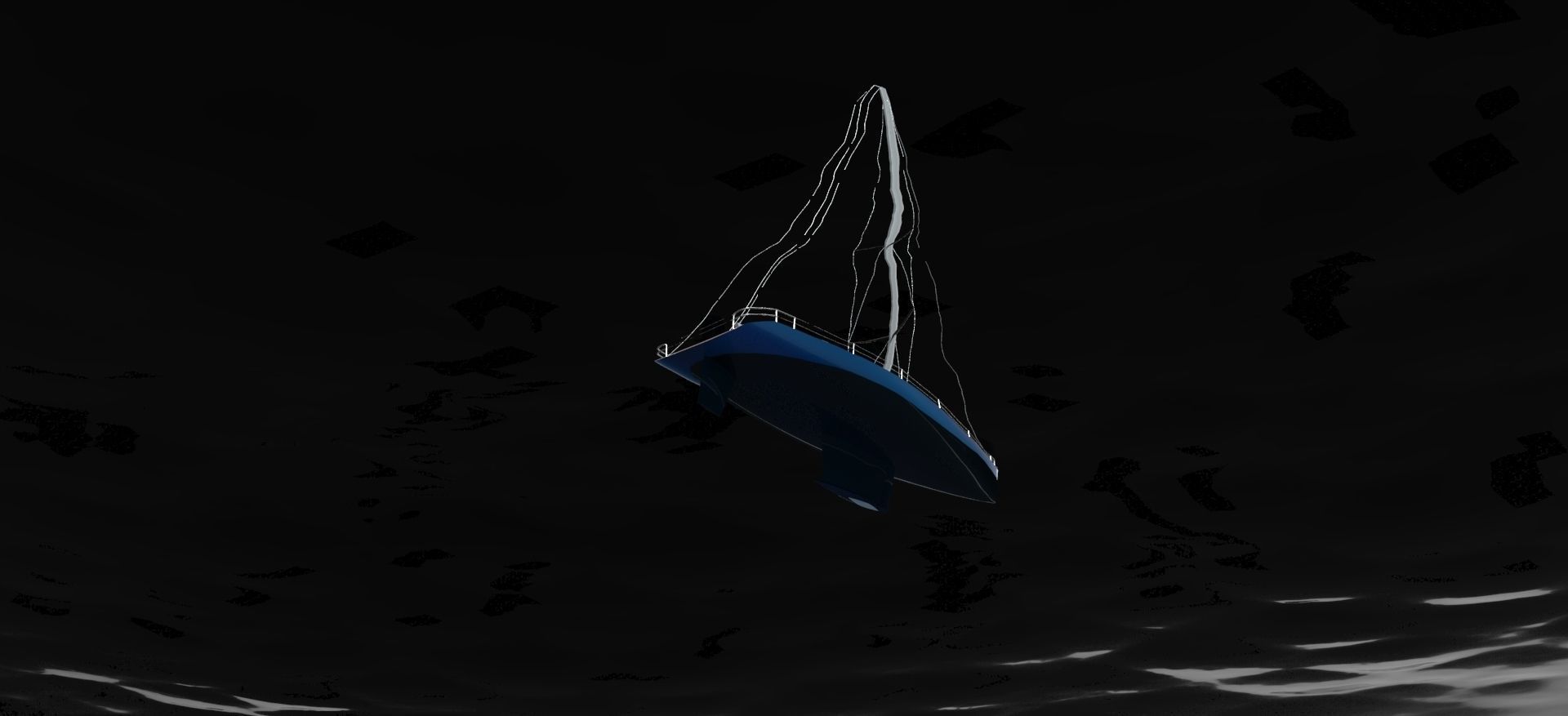 Sailboat floating in water Free 3D model_9