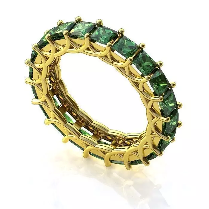 Golden Engagement Ring With Emeralds 3D print model_0
