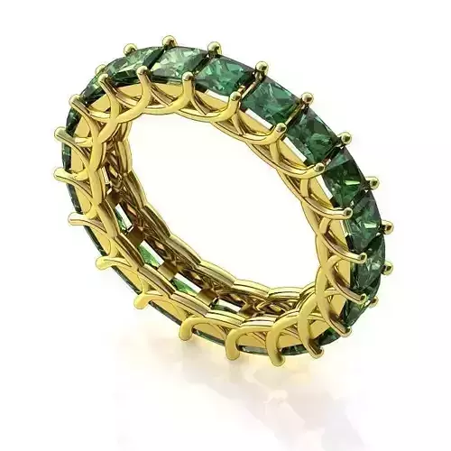 Golden Engagement Ring With Emeralds