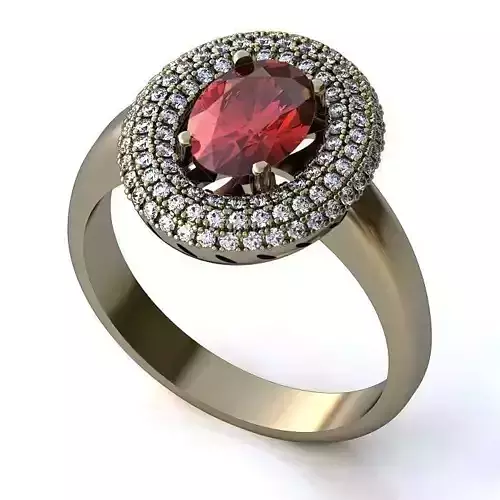 Oval Shape White Gold Ring With Ruby