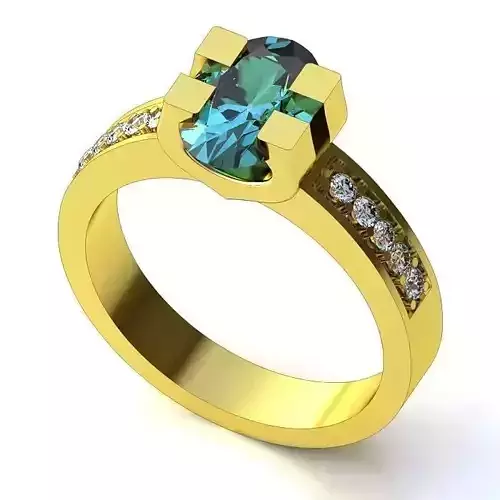 Golden Engagement Ring With Gemstone 2