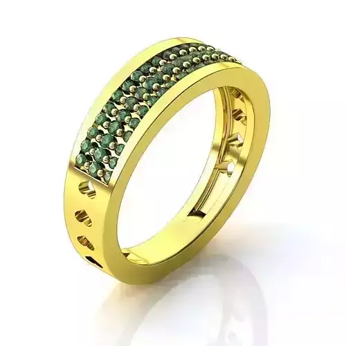 Golden Engagement Ring With Emerald 4 3D print model