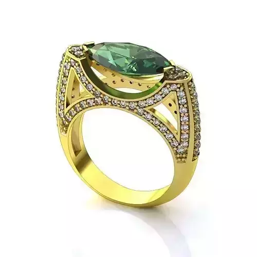 Golden Engagement Ring With Emerald 5