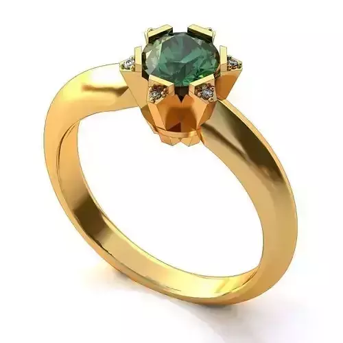 Golden Engagement Ring With Emerald 6