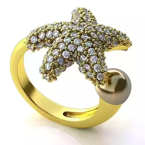 Starfish Shaped Golden Engagement Ring