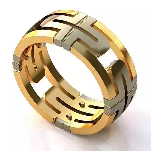 Wide Band Gold Wedding Ring 1