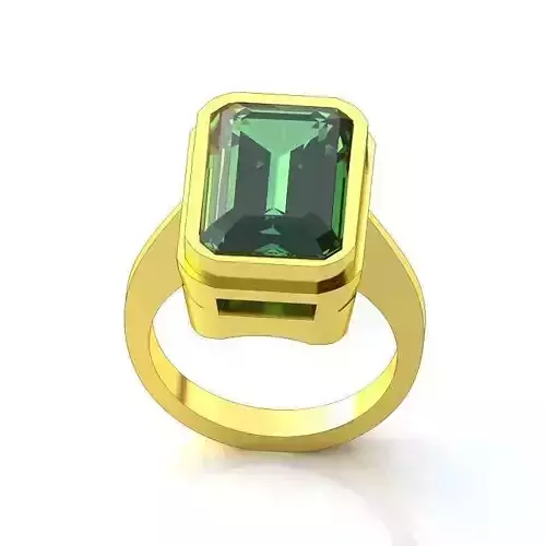 Golden Rectangular Ring With Emerald 1