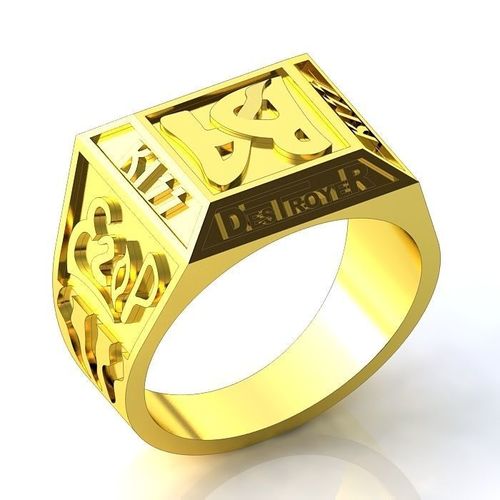 Rectangular Golden Text Ring 3D print model
