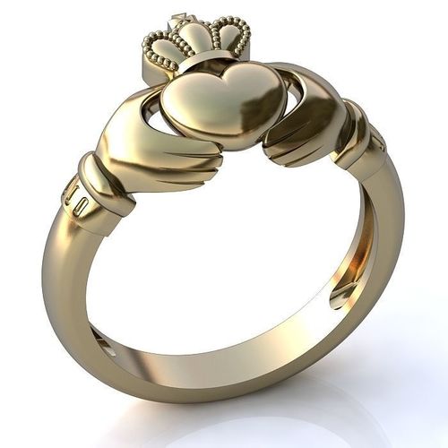 White Gold Claddagh ring  3D print model
