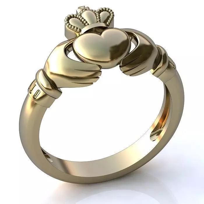 White Gold Claddagh ring 3D print model