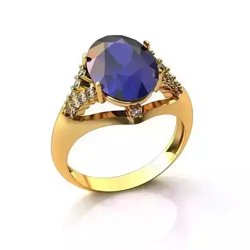 Golden Engagement Ring With Oval Sapphire 1