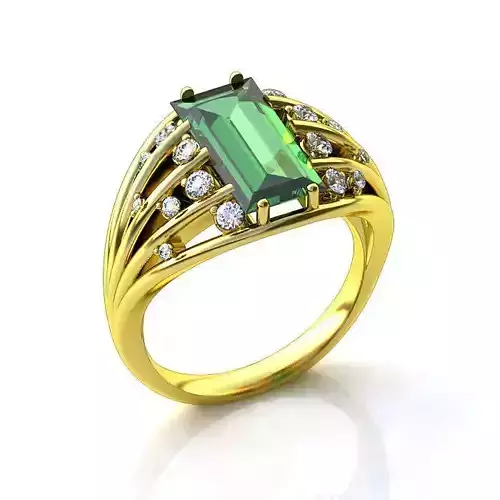 Golden Engagement Ring With Emerald 7