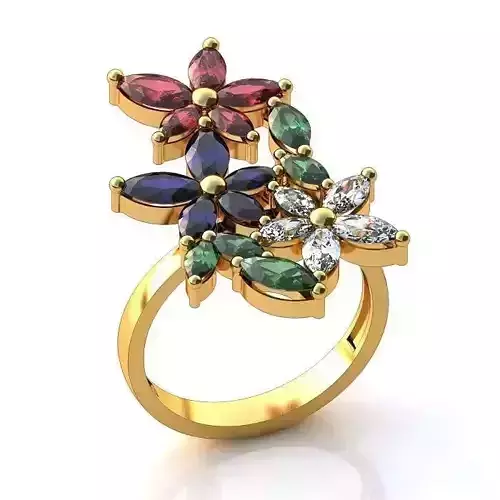 Floral Design Engagement Ring With Gemstone