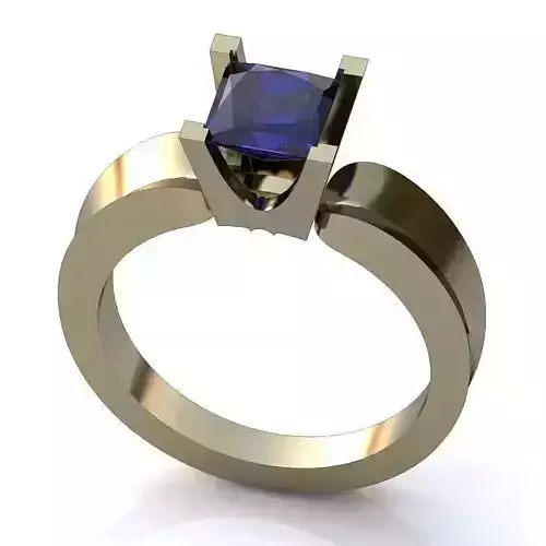 White Gold Princess Cut Ring With Emerald