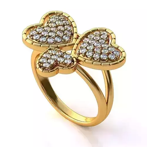 Heart Shaped Golden Engagement Ring 