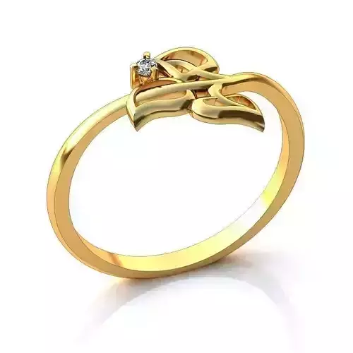 Golden Leaf Design Ring With Diamond