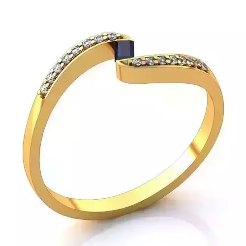 Spiral Golden Engagement Ring With Gemstones 1