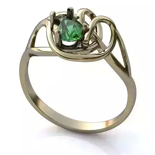 White Gold Spiral Ring with Emerald