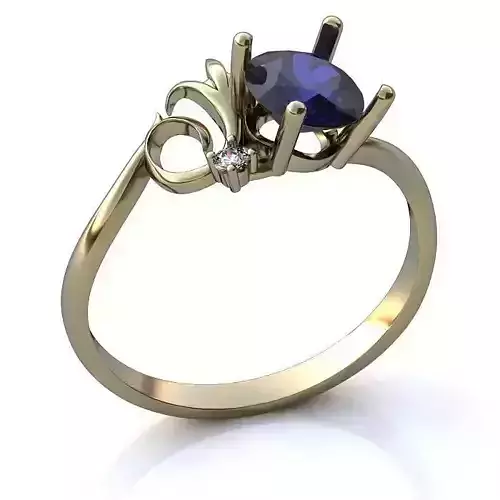 White Gold Spiral Ring with Sapphire 1