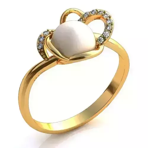 Golden Spiral Ring With Pearl And Diamonds 1