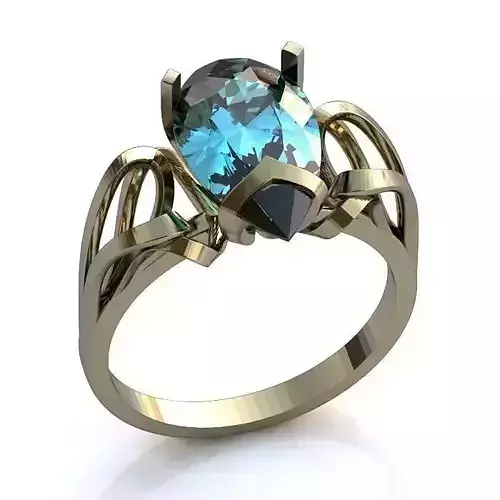 Rose Gold Ring With Eye Shaped Gemstone