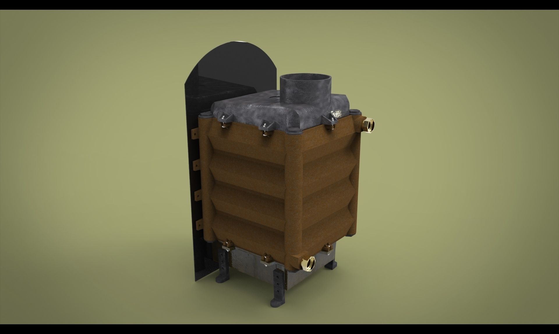 Wooden Stove Free 3D model_1