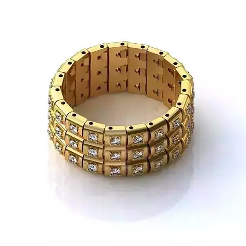 Wide Band Golden Chain Ring  1 3D print model