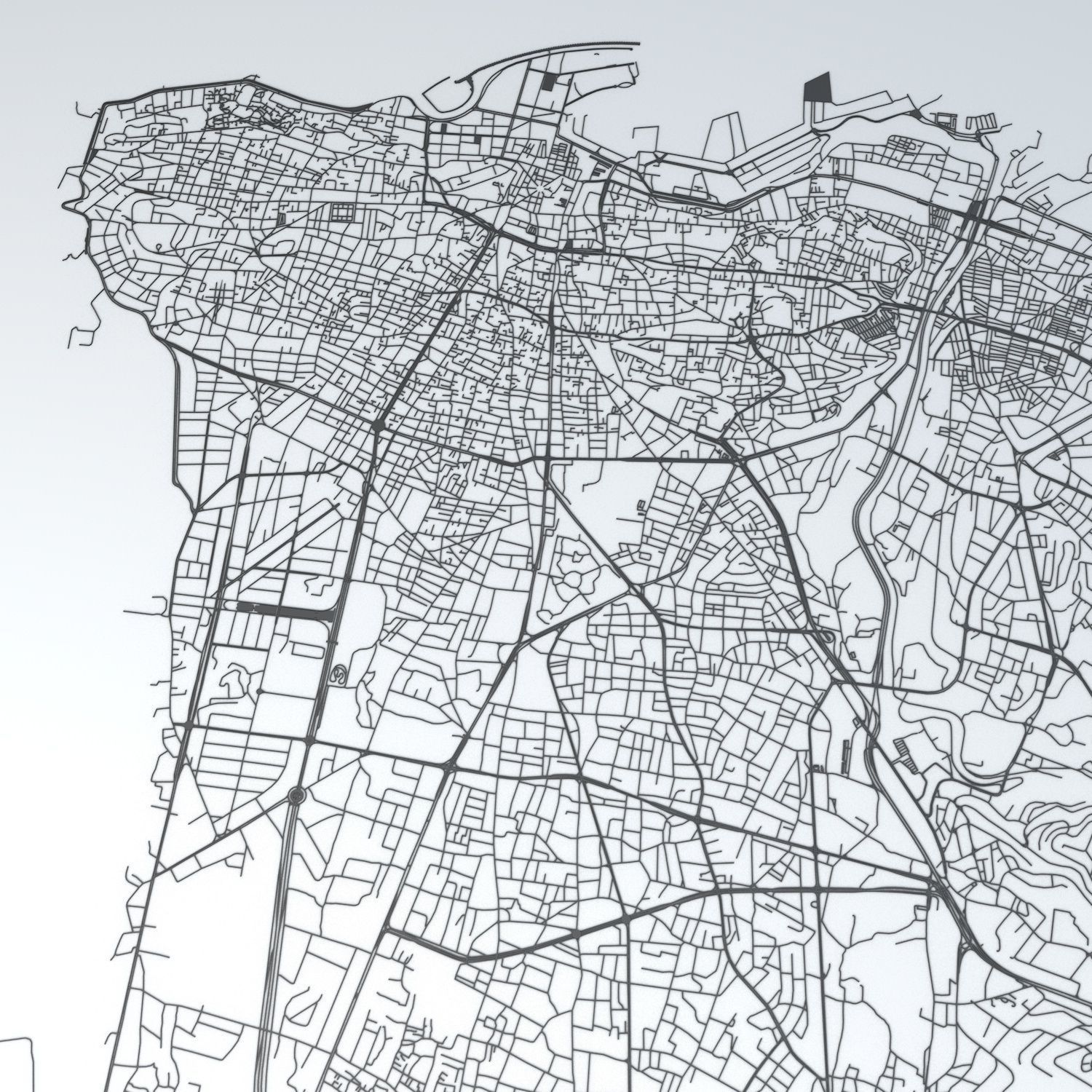 Beirut Road Network and Streets 3D model_1
