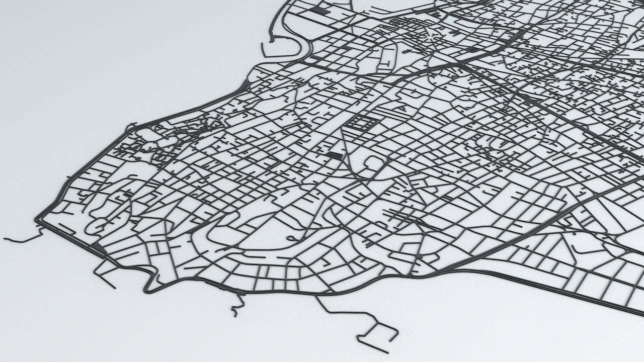Beirut Road Network and Streets 3D model_3