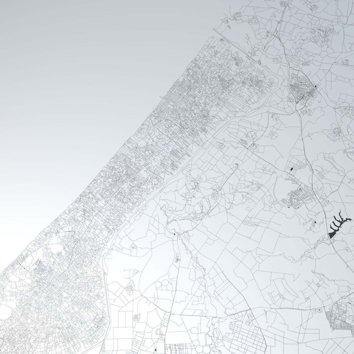 Gaza Strip Road Network and Streets 3D model_1