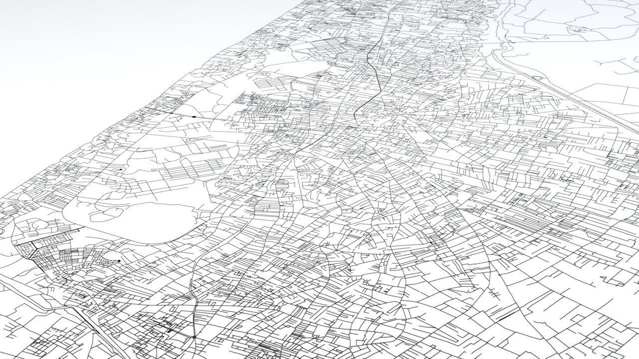 Gaza Strip Road Network and Streets 3D model_5