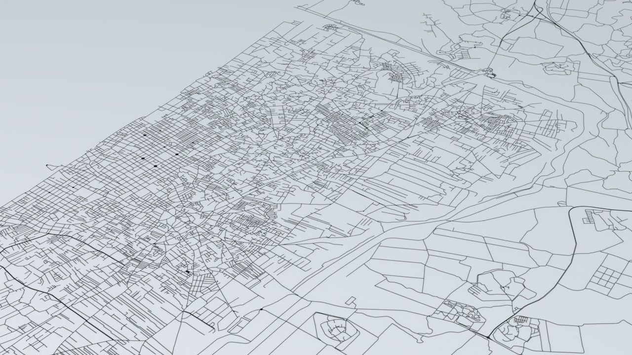 Gaza Strip Road Network and Streets 3D model_2