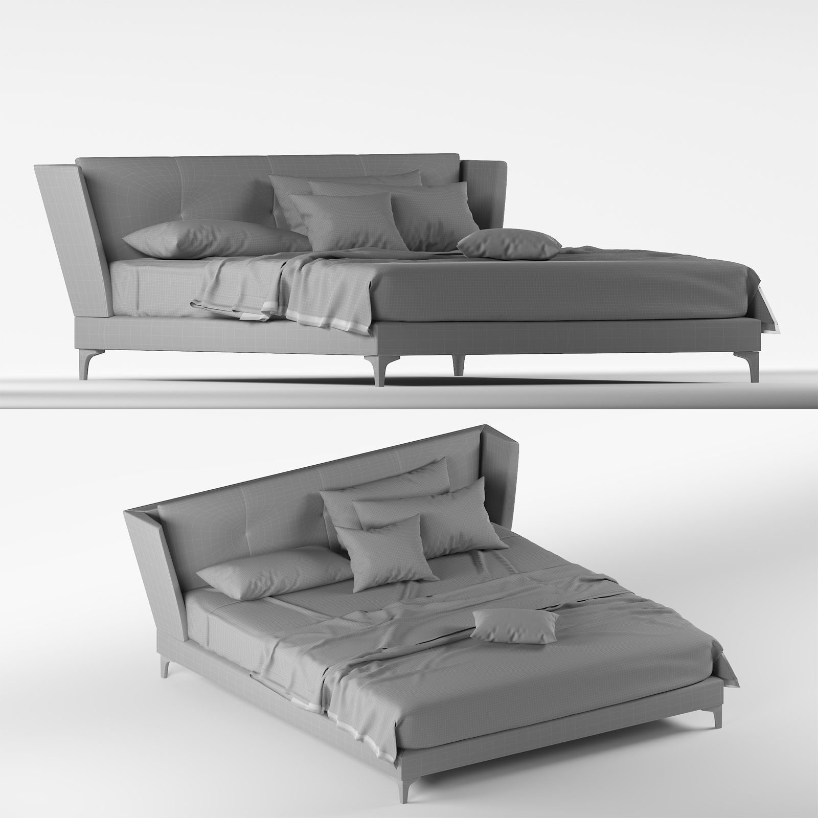 Modern bed 3D model_2