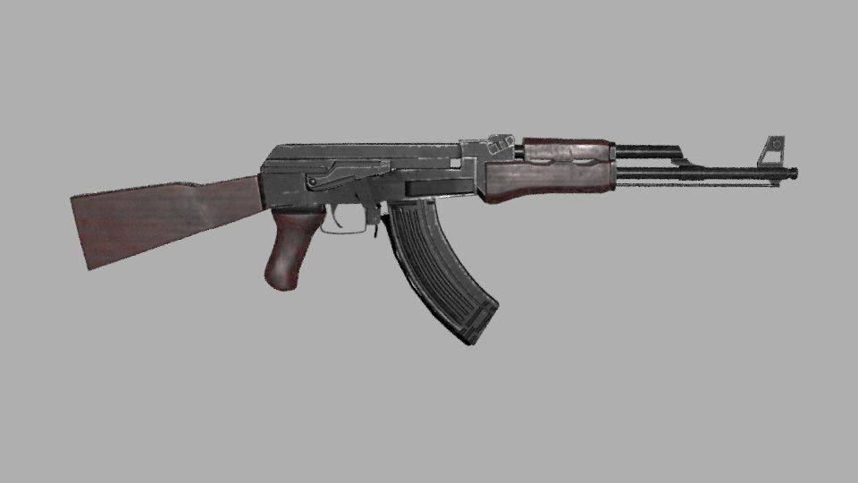 AK 47 GUN Model Low-poly 3D model_16