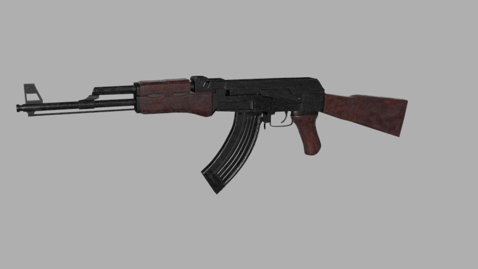 AK 47 GUN Model Low-poly 3D model_14