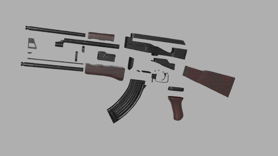 AK 47 GUN Model Low-poly 3D model_7