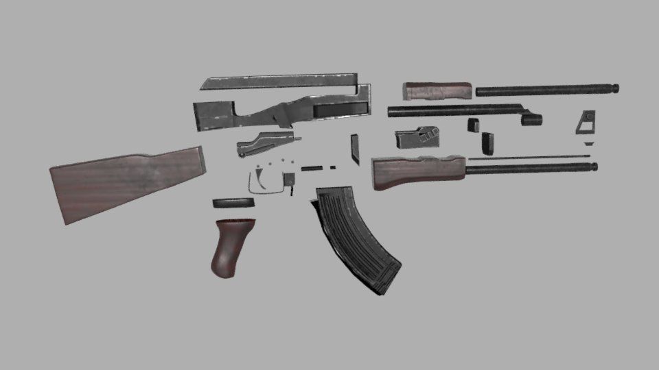 AK 47 GUN Model Low-poly 3D model_10