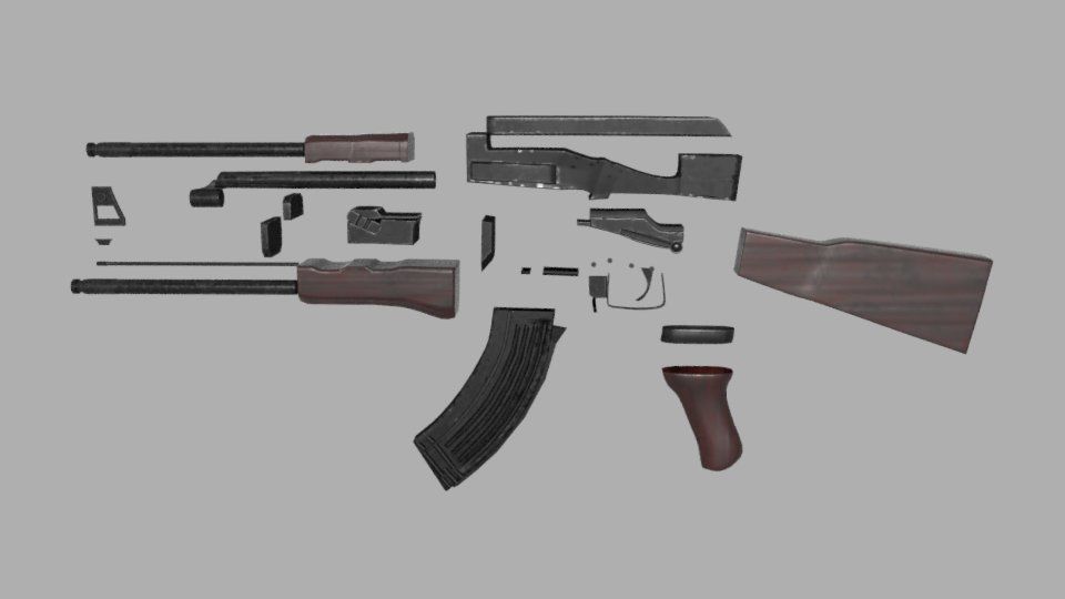 AK 47 GUN Model Low-poly 3D model_4