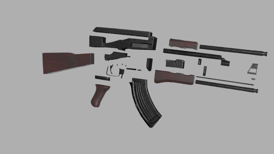 AK 47 GUN Model Low-poly 3D model_6