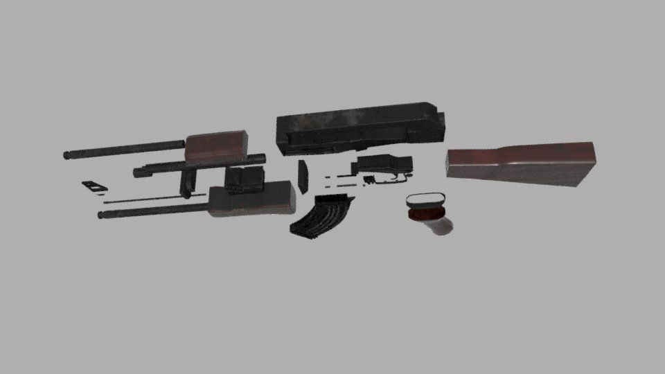 AK 47 GUN Model Low-poly 3D model_5