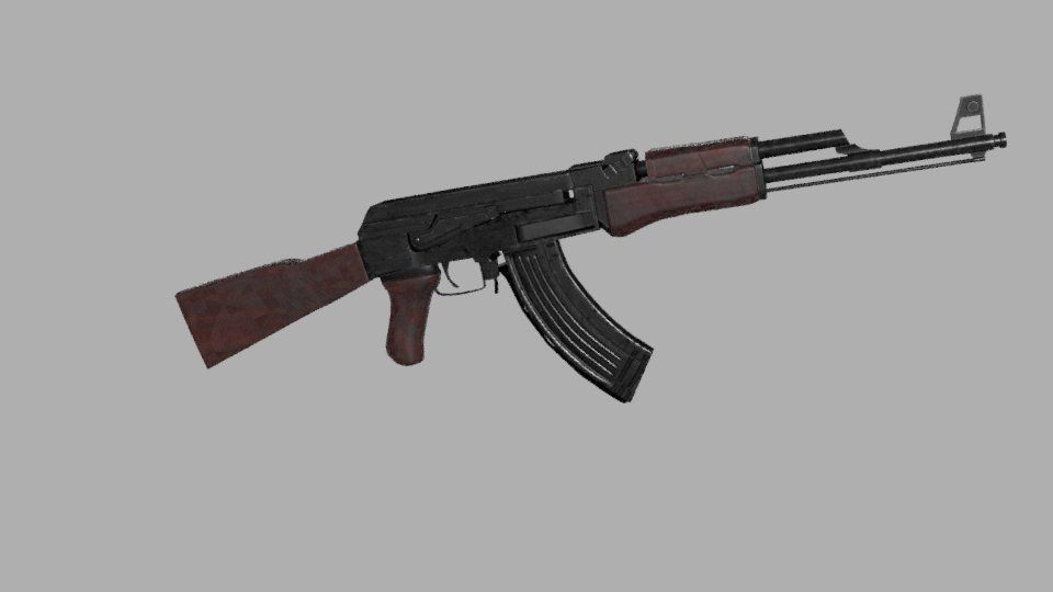 AK 47 GUN Model Low-poly 3D model_9
