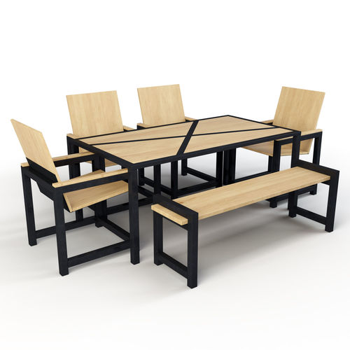 Industrial Dining Set Low-poly 3D model