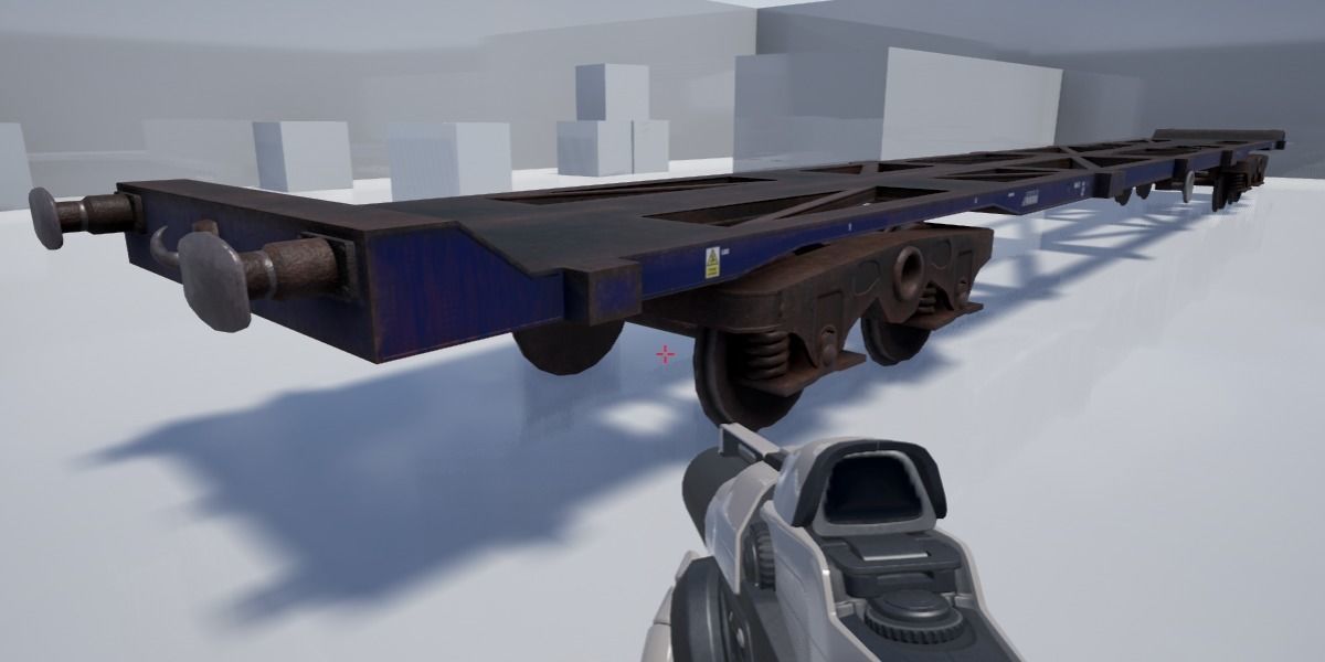 Low poly PBR container rail wagon Low-poly 3D model_7