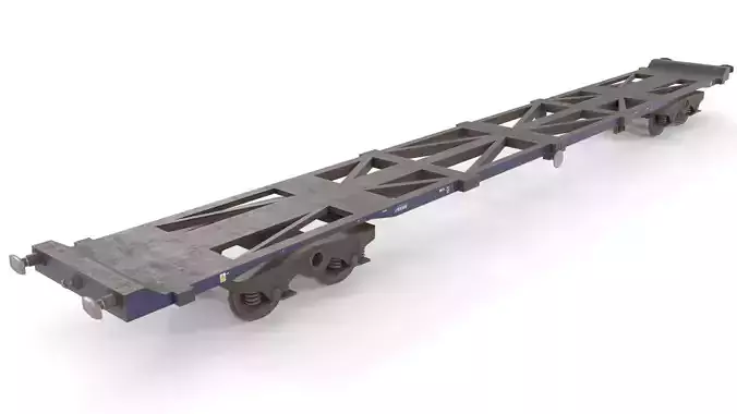 Low poly PBR container rail wagon