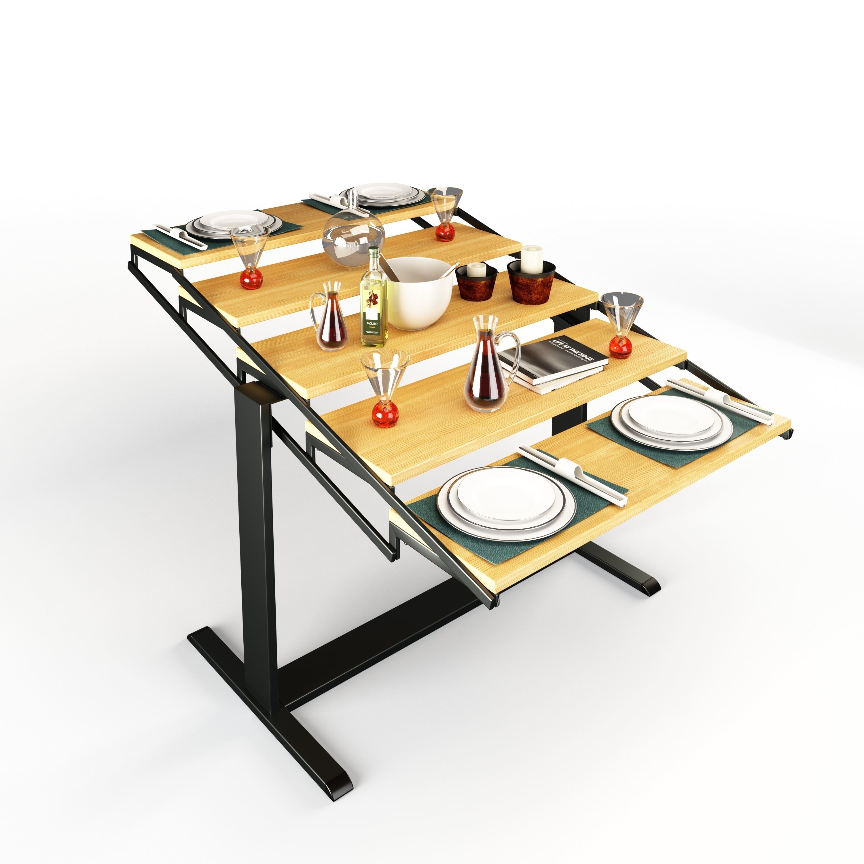 Swing Table Animated Rigged 3D model_4