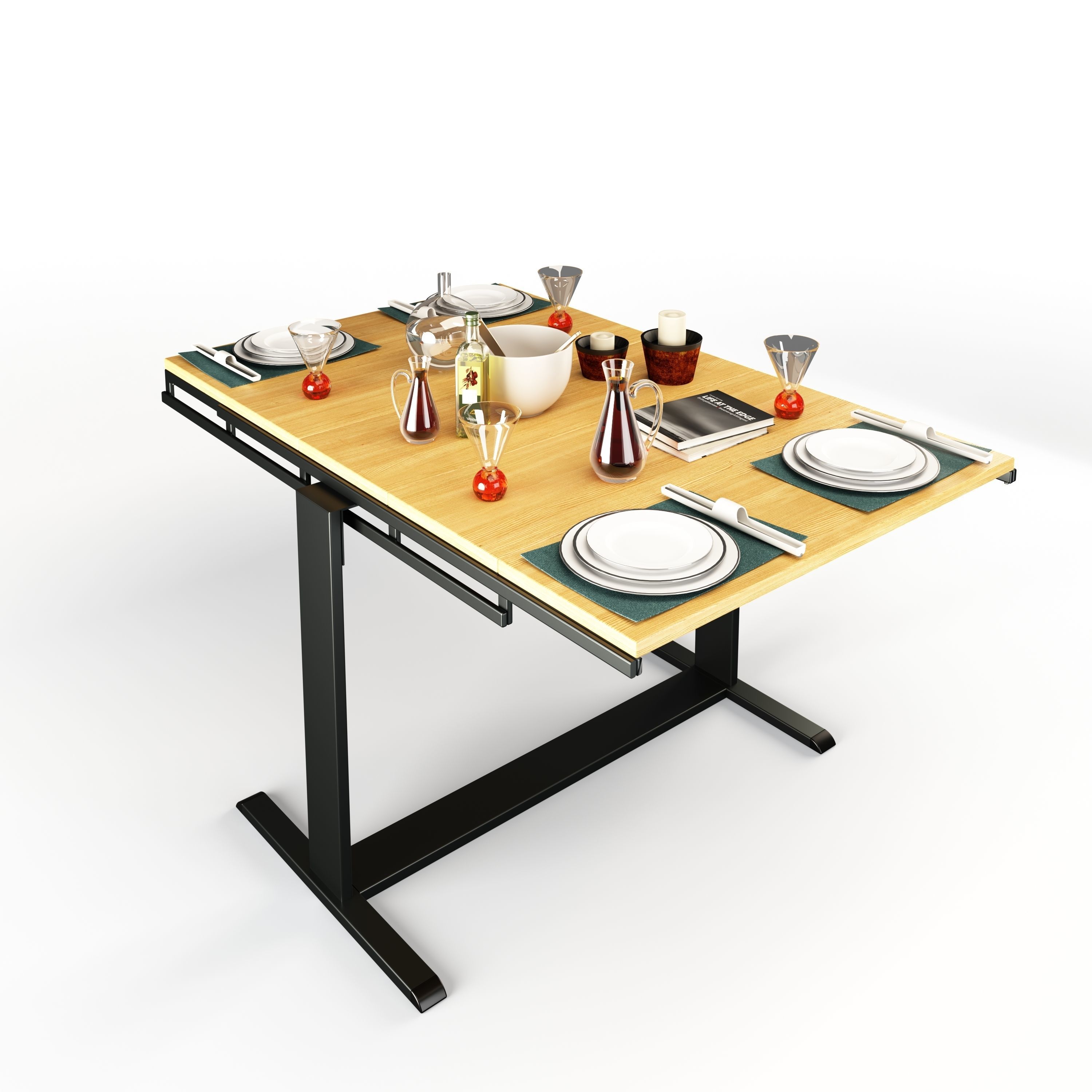Swing Table Animated Rigged 3D model_1