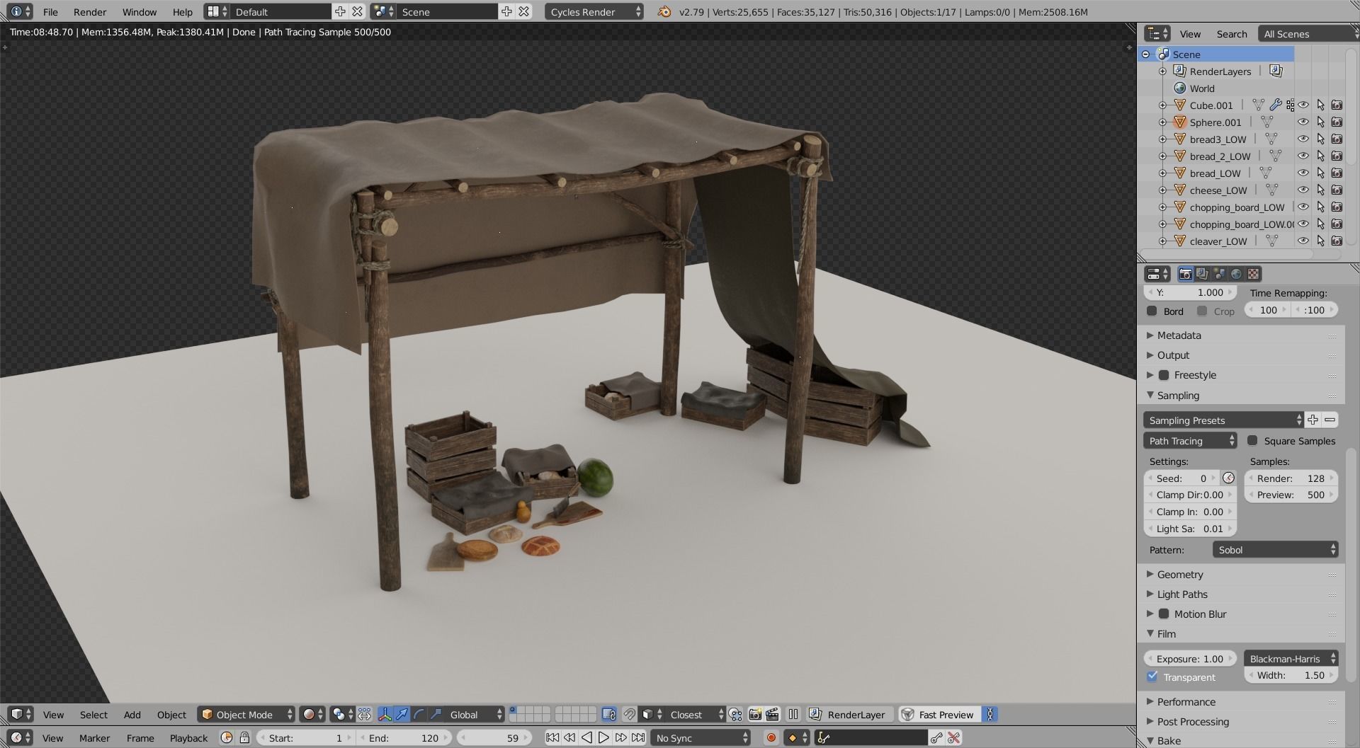 The Medieval Market Stall Low-poly 3D model_8